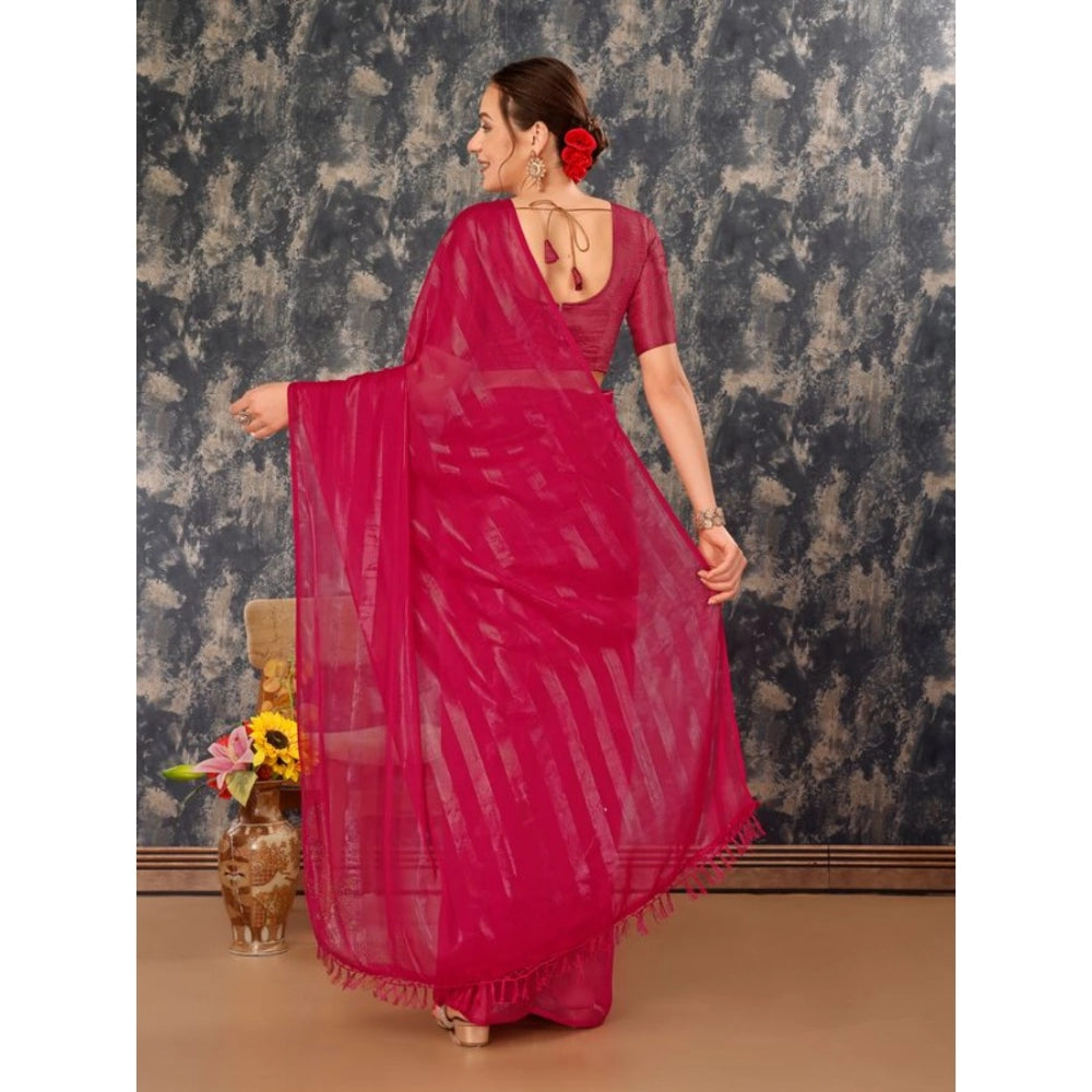 Stylish Chiffon Fabric Line Saree With Blouse Piece