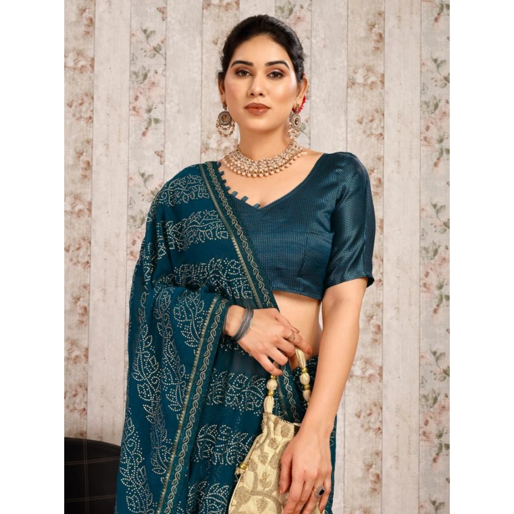 Ethnic Zomto Bandhani Saree With Blouse Piece