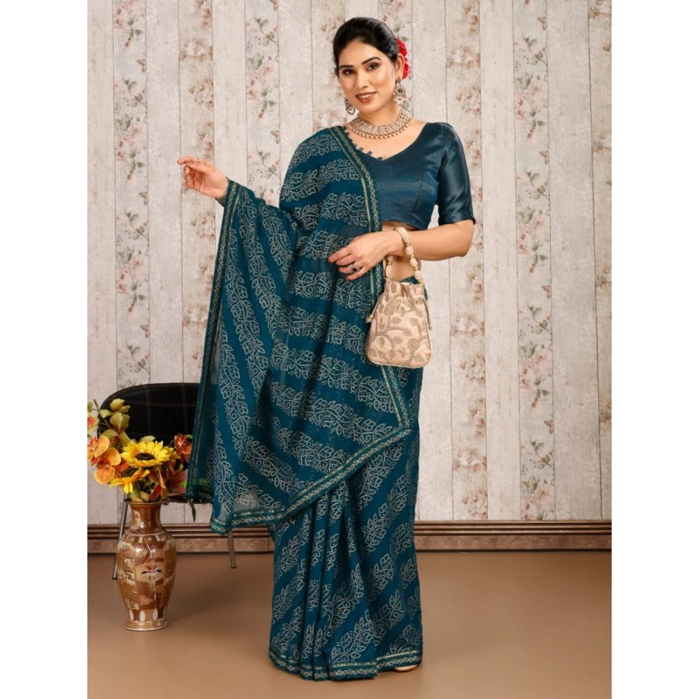 Ethnic Zomto Bandhani Saree With Blouse Piece