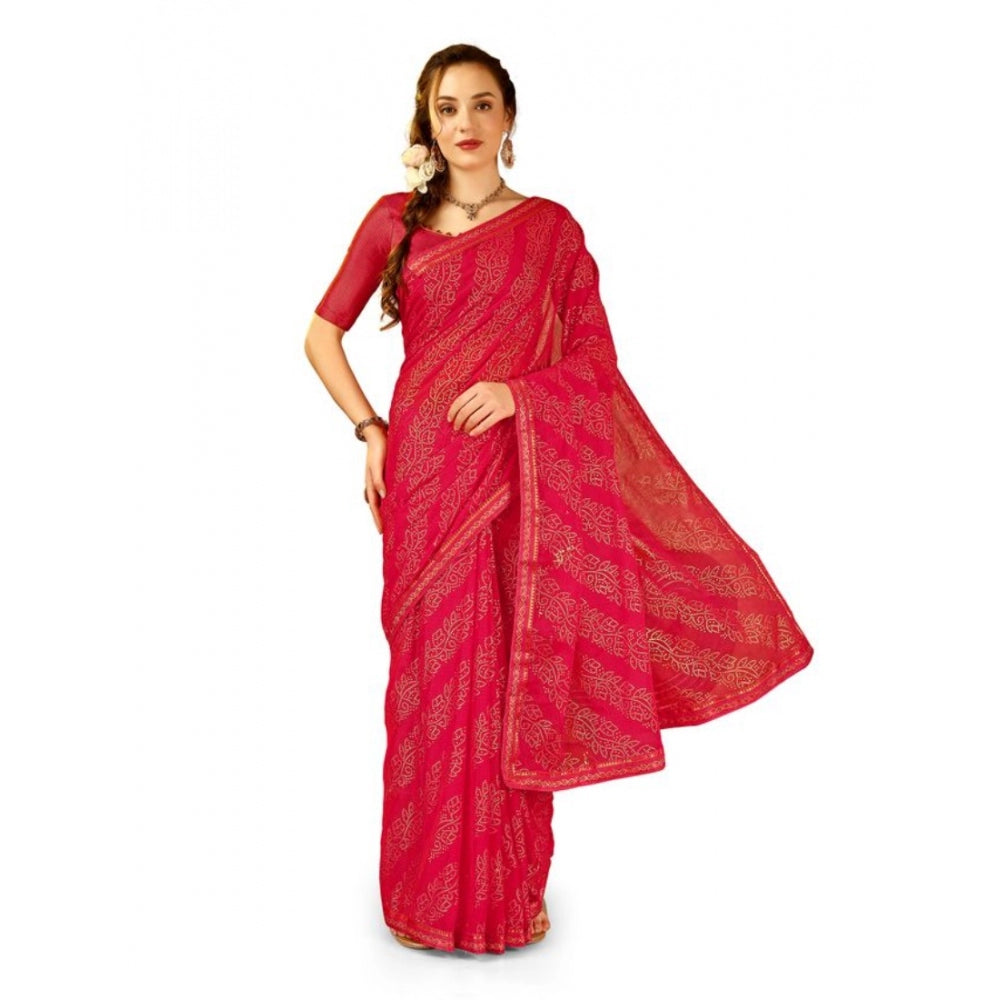 Ethnic Zomto Bandhani Saree With Blouse Piece