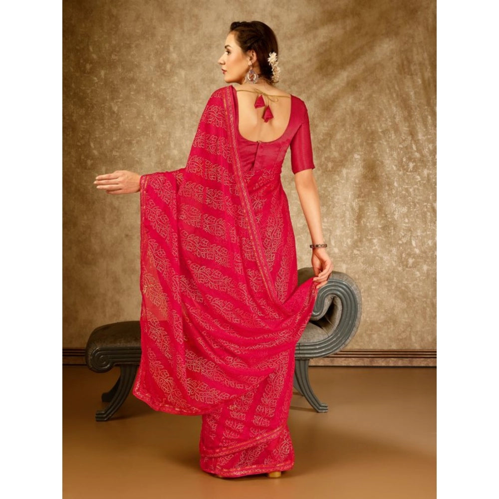 Ethnic Zomto Bandhani Saree With Blouse Piece