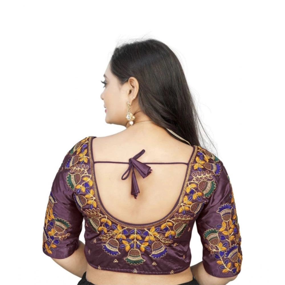 Beautiful Malai Silk Floral Readymade Blouse