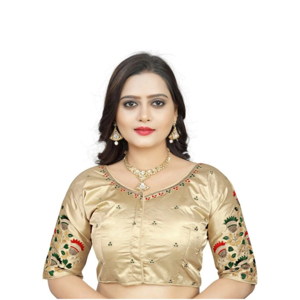 Beautiful Malai Silk Floral Readymade Blouse