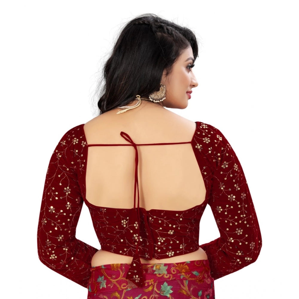 Sensational Velvet Embroidered Readymade Blouse