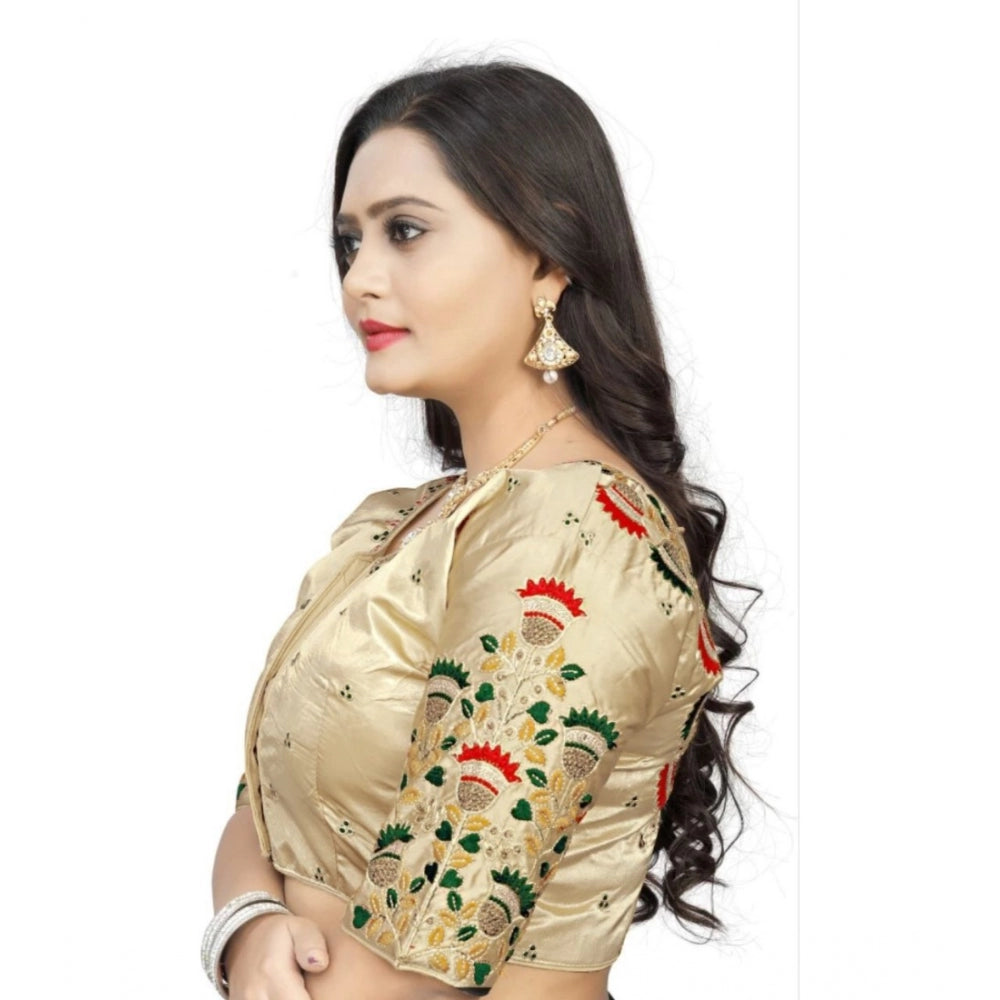 Beautiful Malai Silk Floral Readymade Blouse