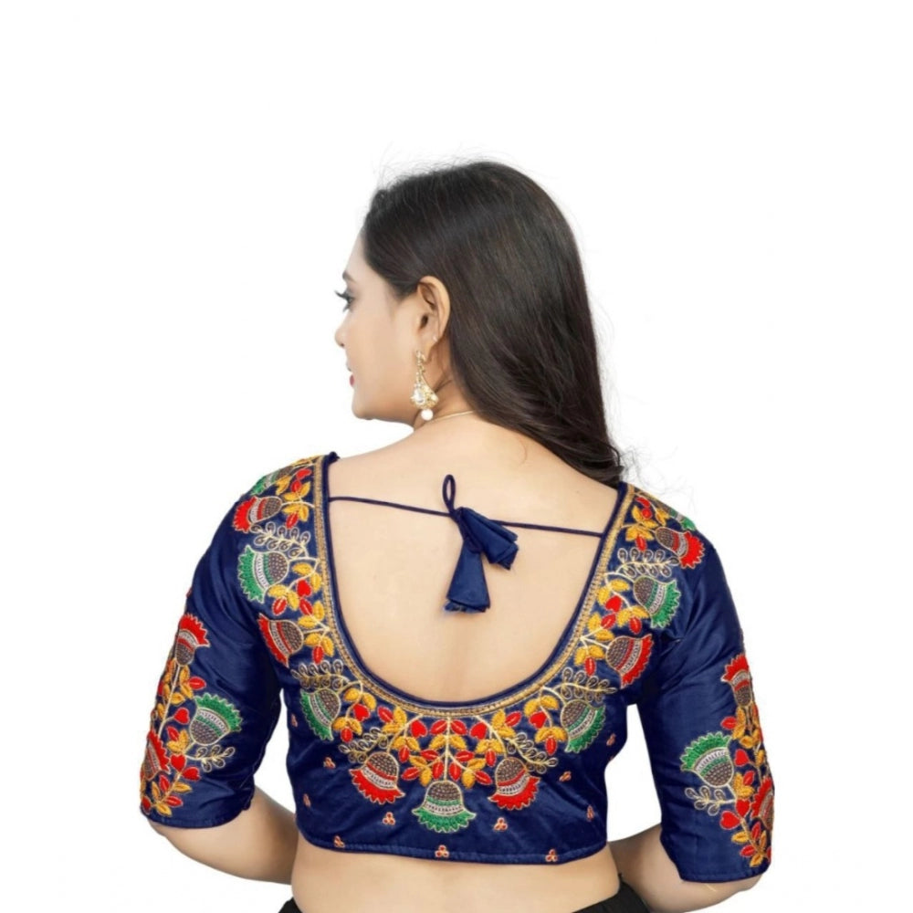 Beautiful Malai Silk Floral Readymade Blouse