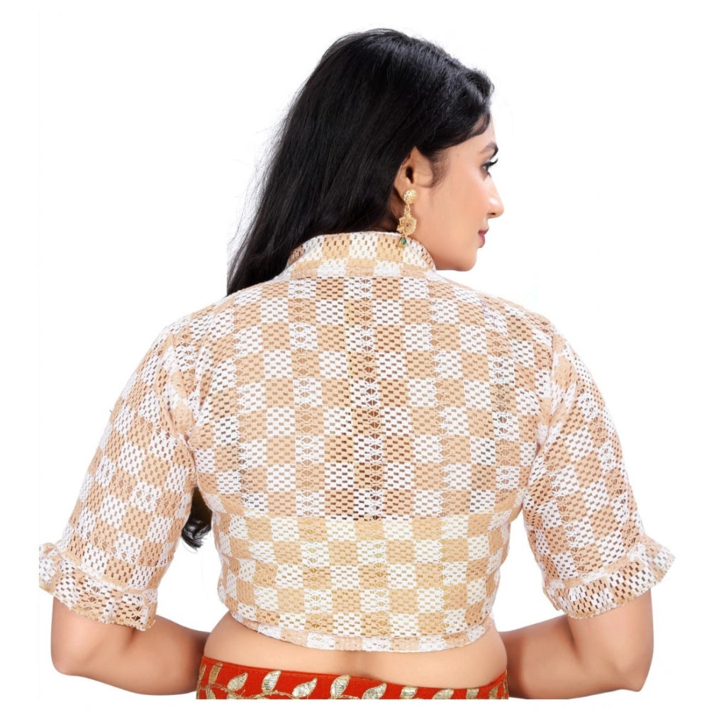 Attractive Cotton Blend Checks Readymade Blouse