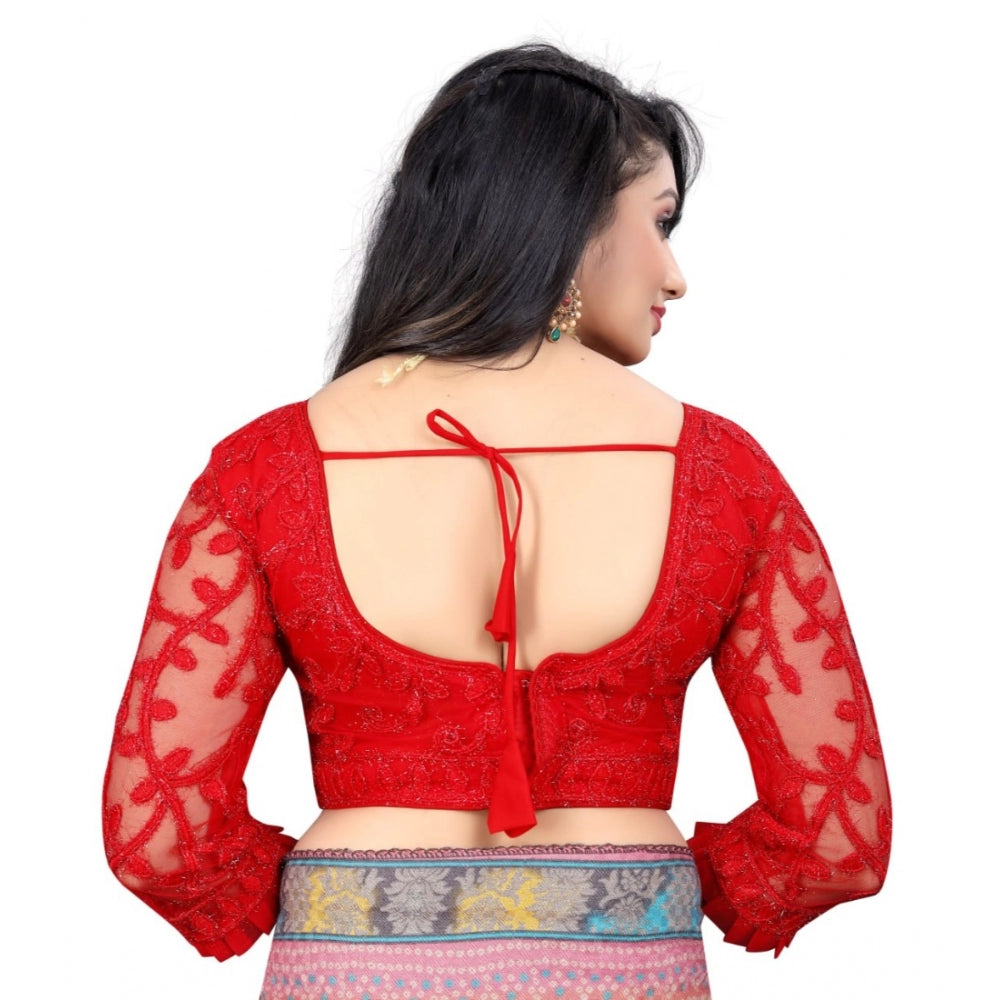 Pretty Nylon Net Embroidered Readymade Blouse