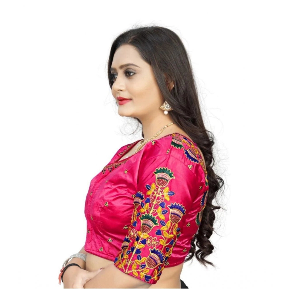 Beautiful Malai Silk Floral Readymade Blouse