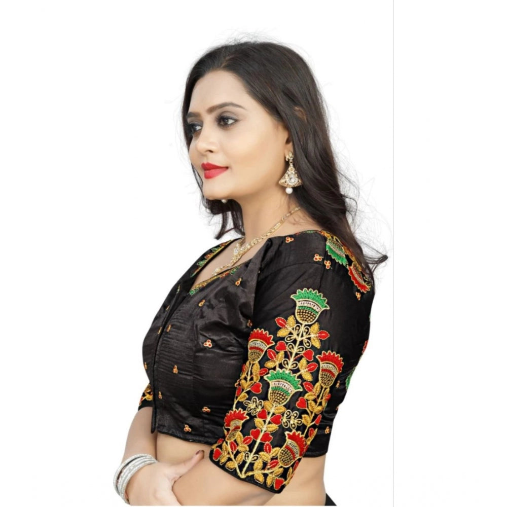 Beautiful Malai Silk Floral Readymade Blouse