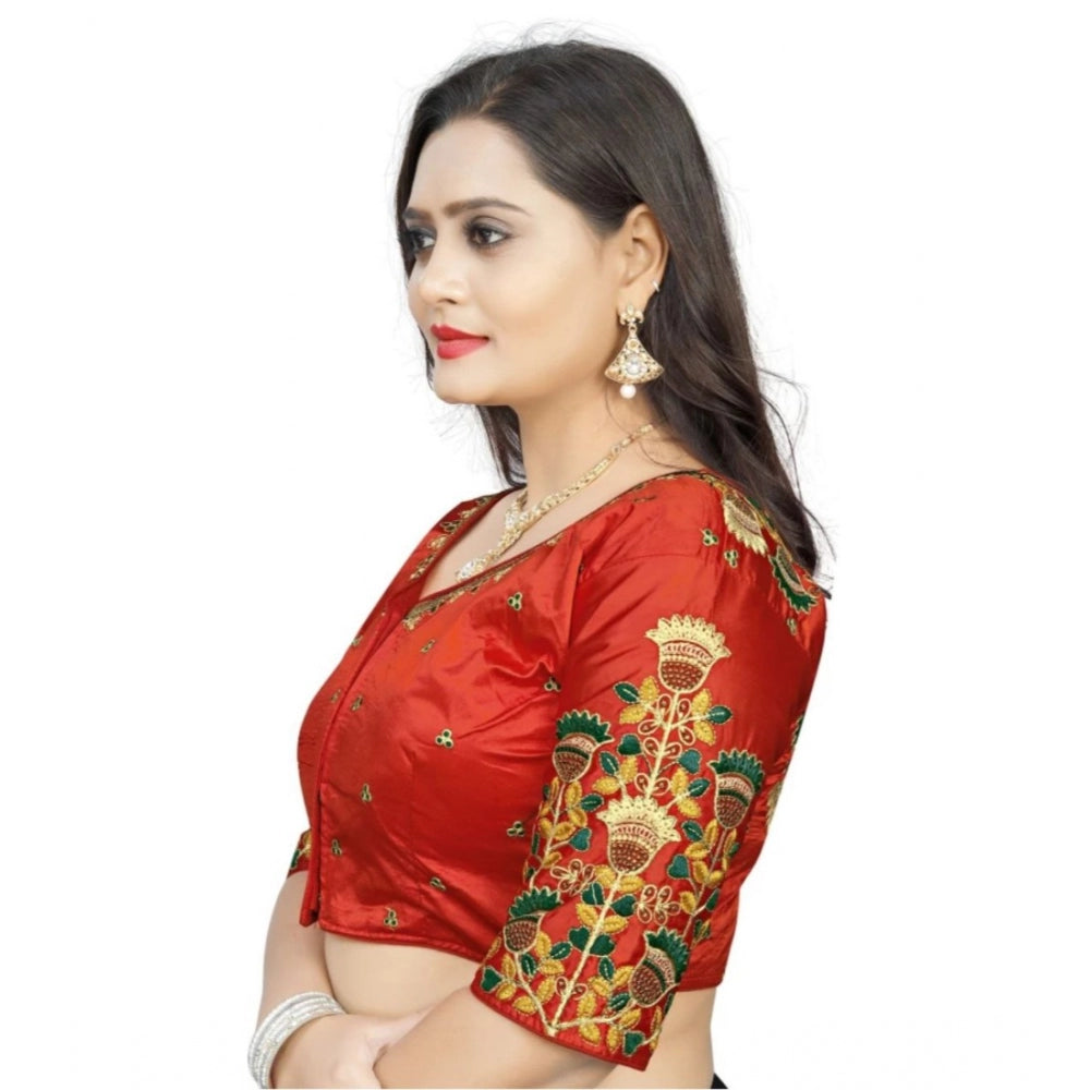 Beautiful Malai Silk Floral Readymade Blouse