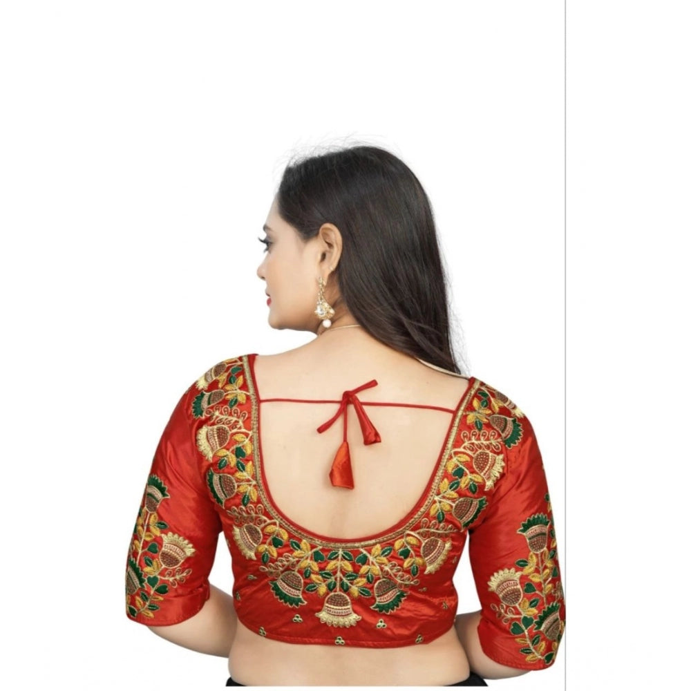 Beautiful Malai Silk Floral Readymade Blouse