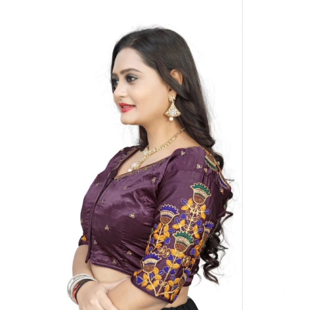 Beautiful Malai Silk Floral Readymade Blouse