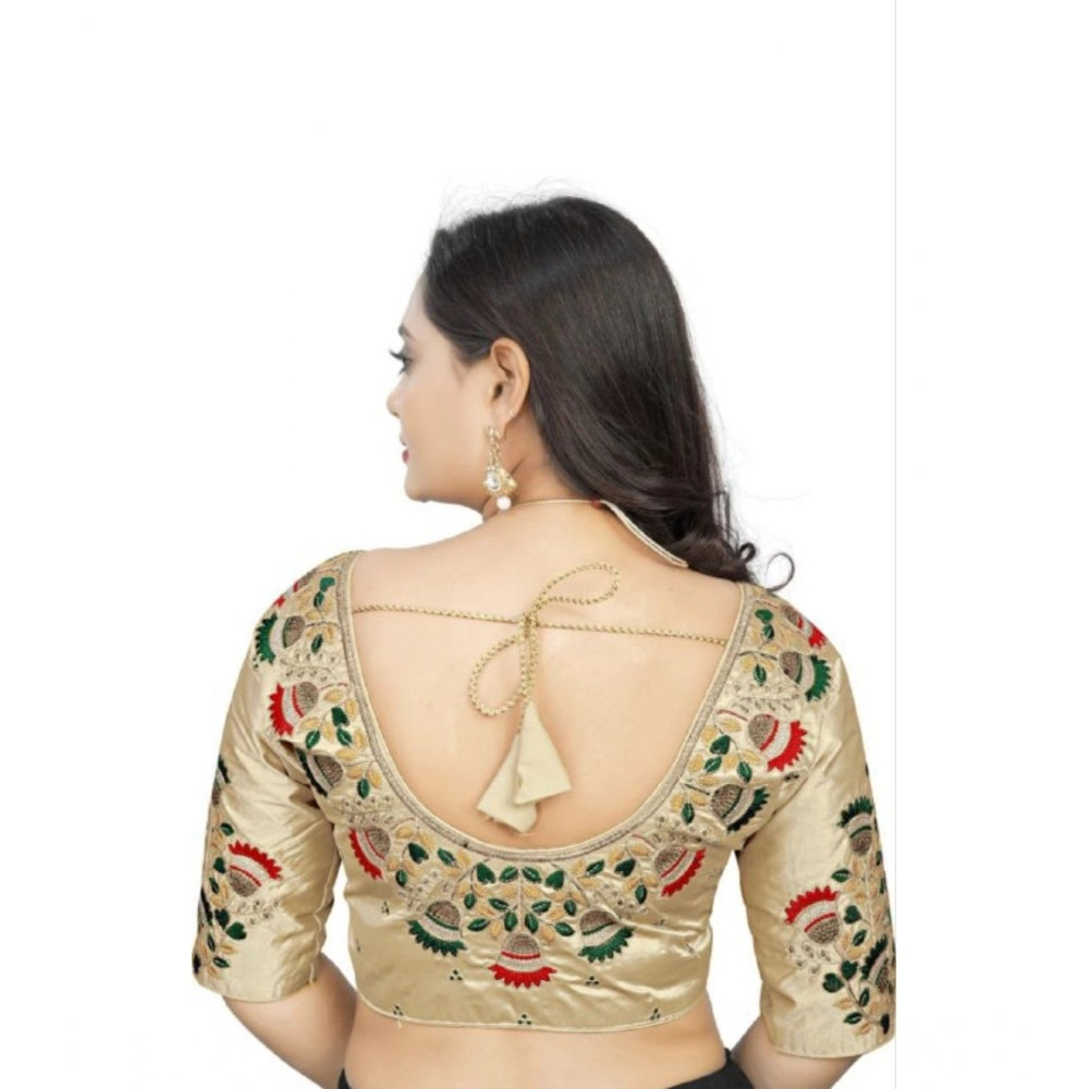 Beautiful Malai Silk Floral Readymade Blouse