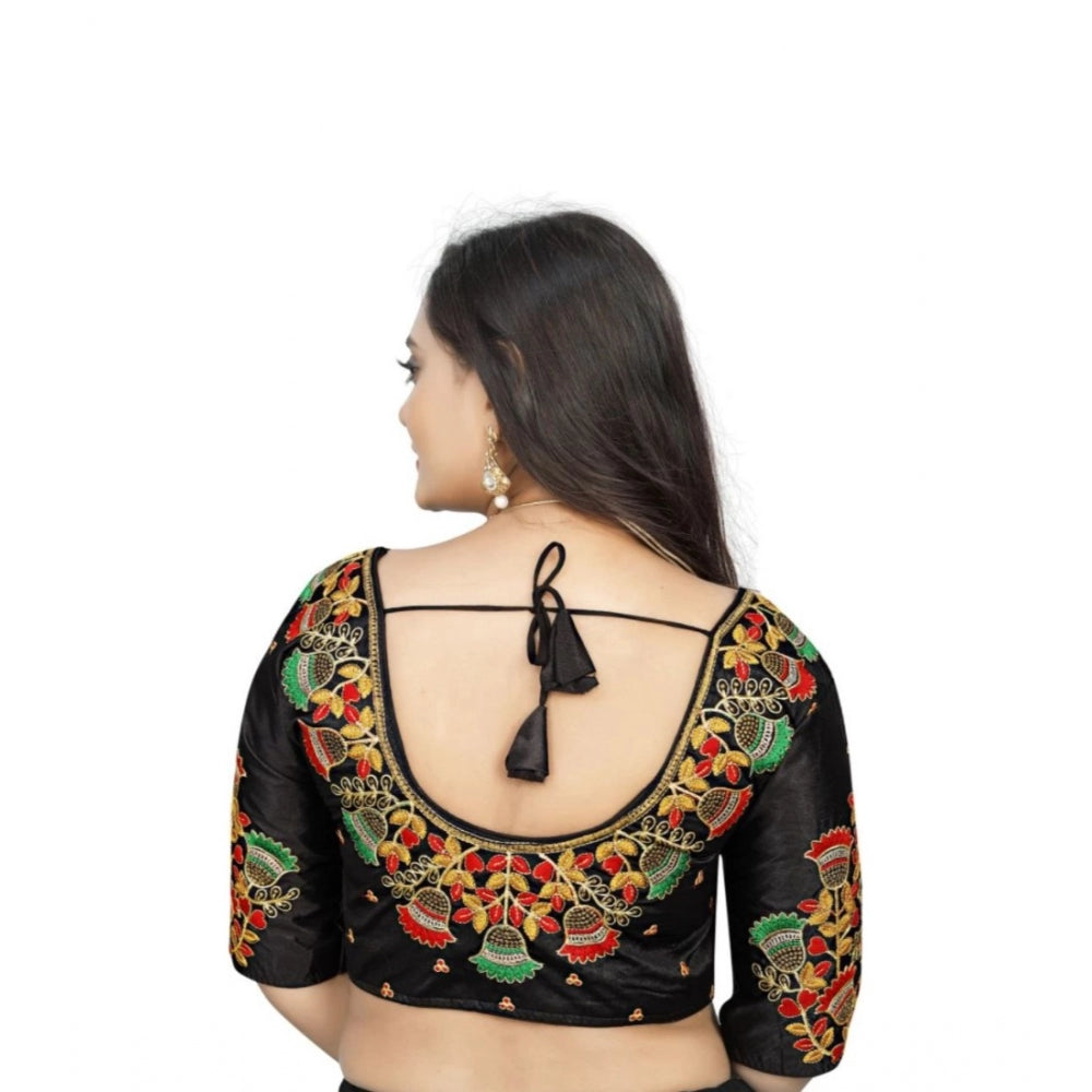 Beautiful Malai Silk Floral Readymade Blouse