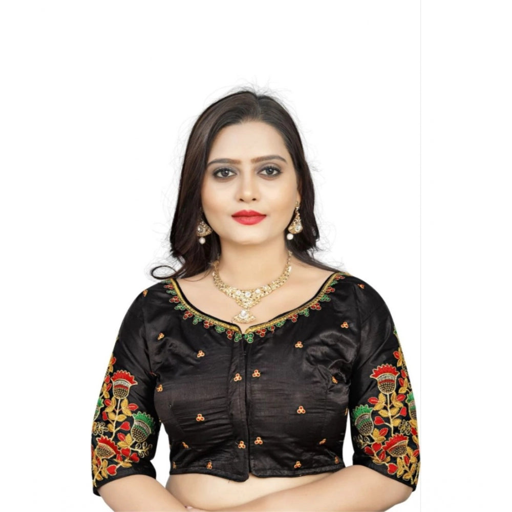 Beautiful Malai Silk Floral Readymade Blouse