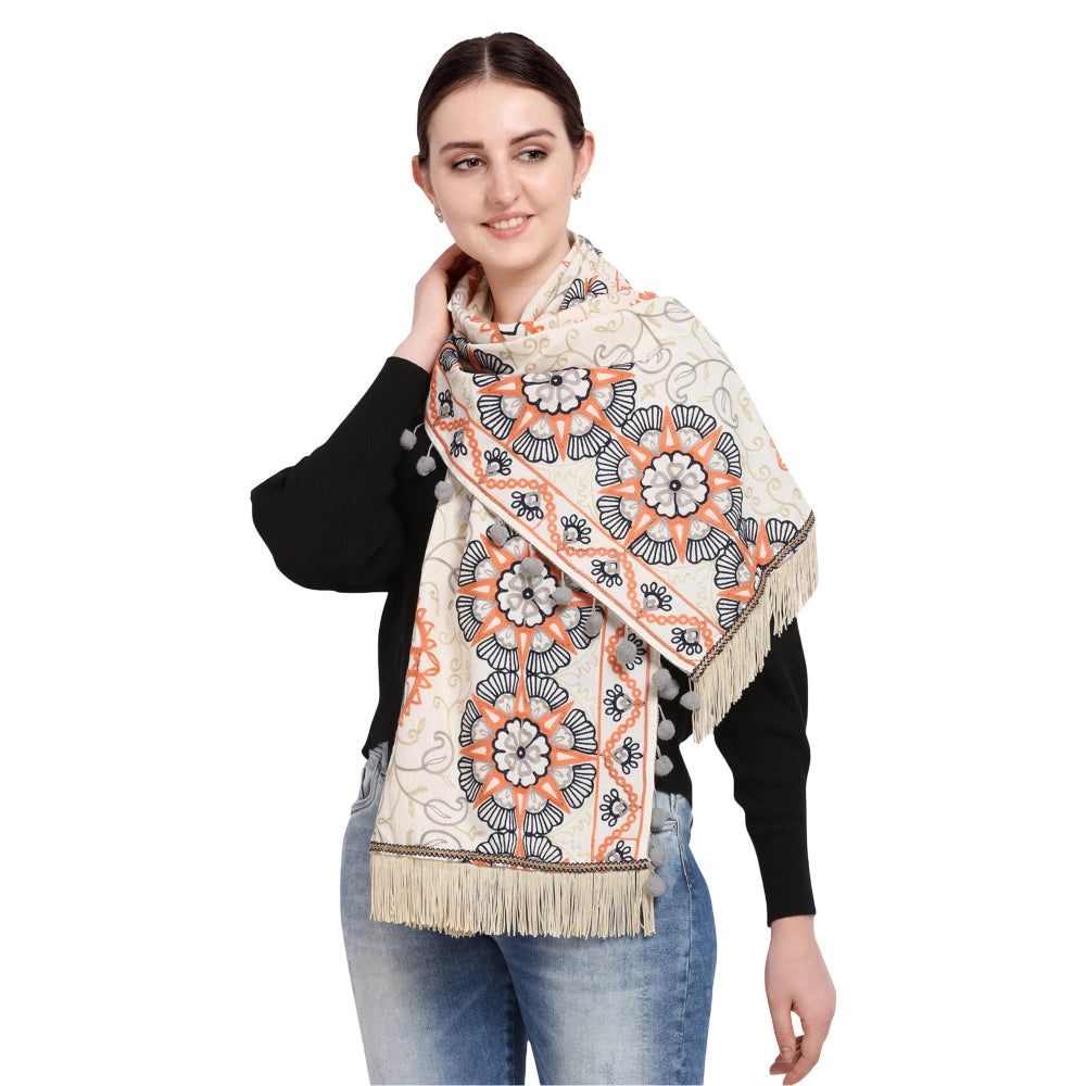 Stunning Women's Cotton Embroidered Muffler