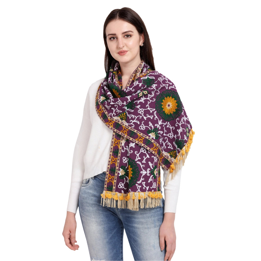 Stunning Women's Cotton Embroidered Muffler