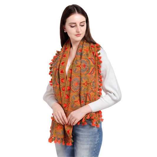 Stunning Women's Cotton Embroidered Muffler