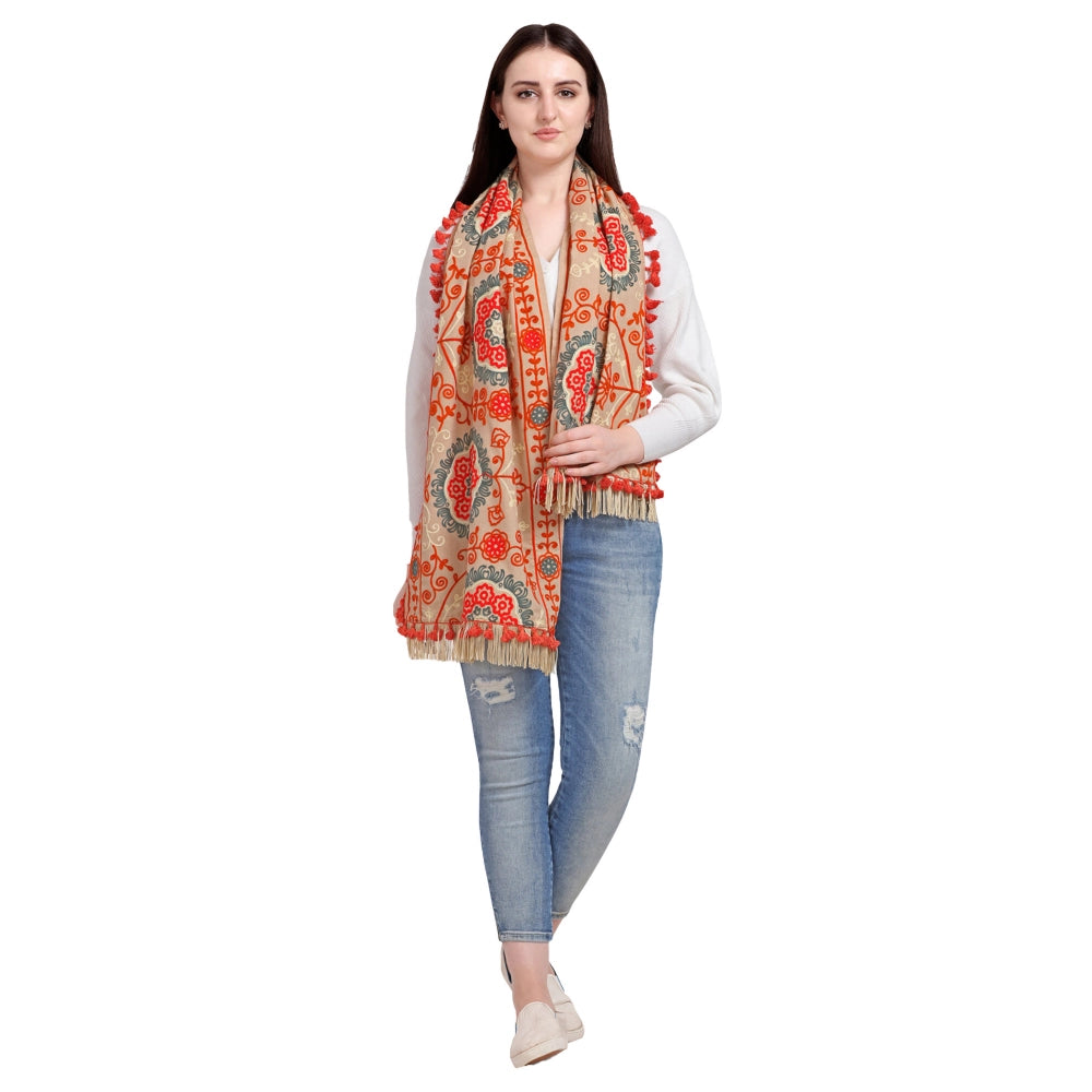 Stunning Women's Cotton Embroidered Muffler