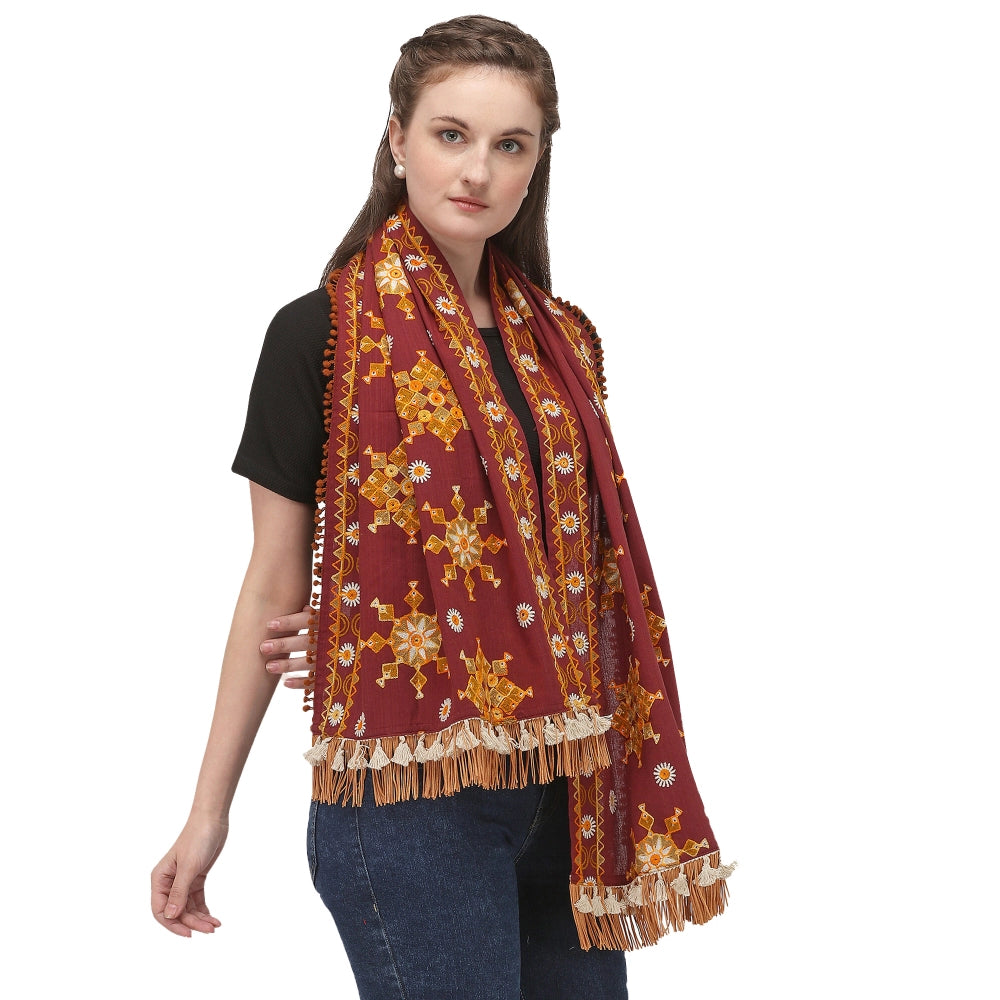 Stunning Women's Cotton Embroidered Muffler