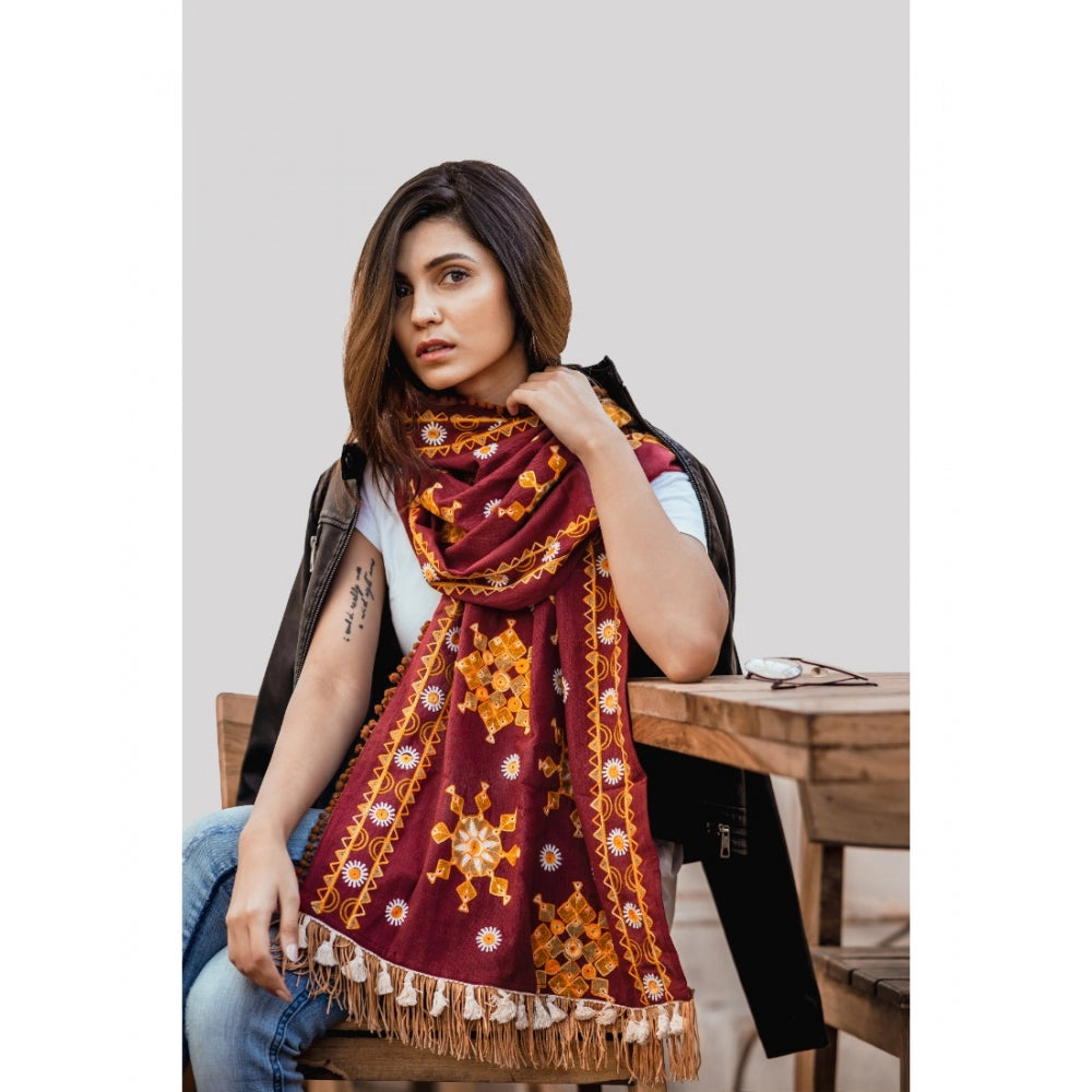 Stunning Women's Cotton Embroidered Muffler