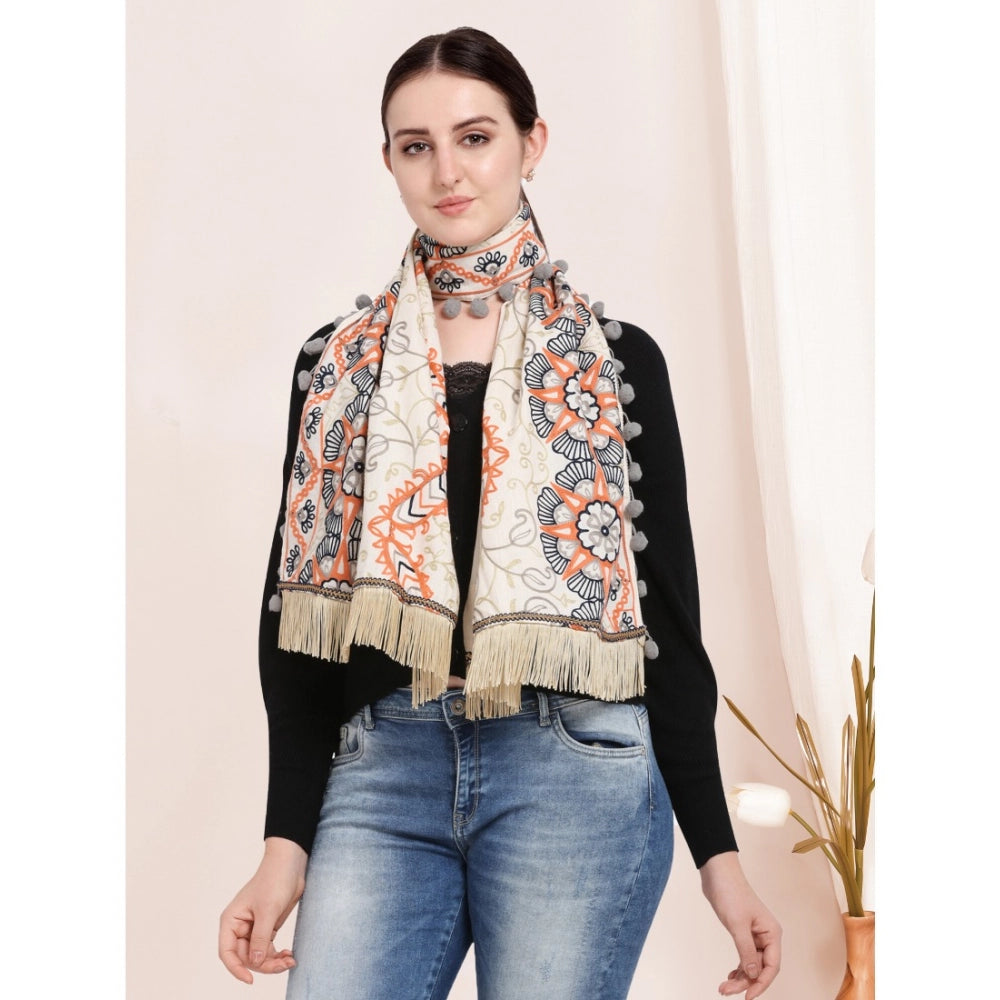 Stunning Women's Cotton Embroidered Muffler