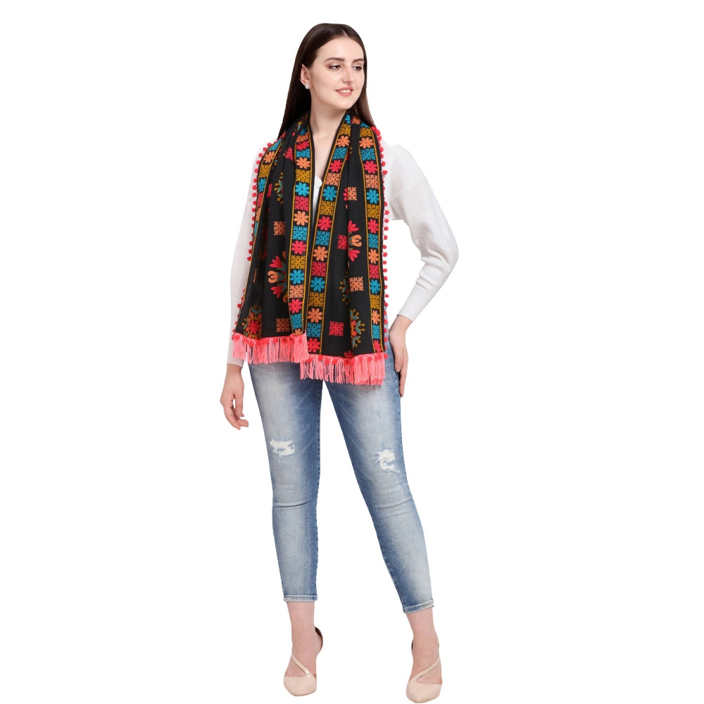 Stunning Women's Cotton Embroidered Muffler