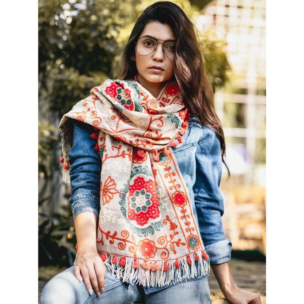 Stunning Women's Cotton Embroidered Muffler