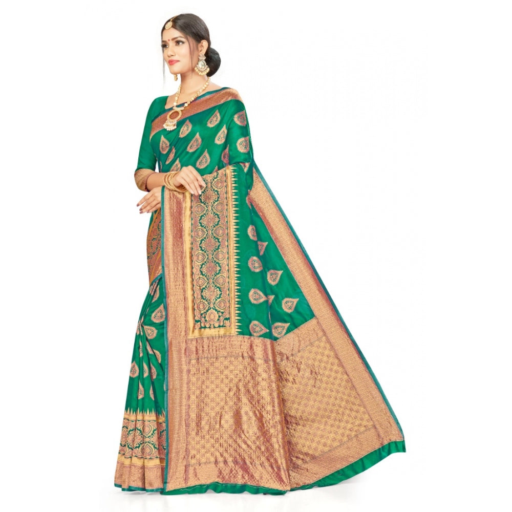 Alluring Banarasi Silk Designer Weaving Saree With Blouse Piece