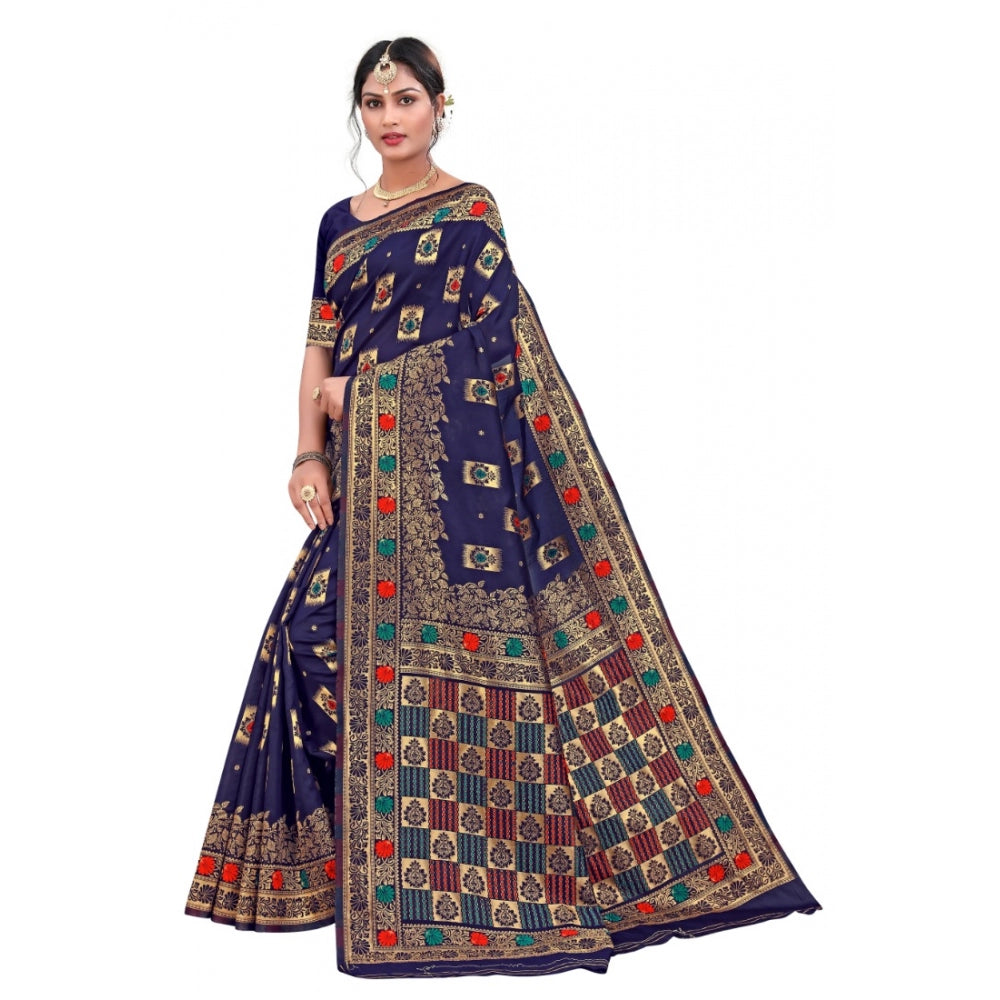 Sensational Banarasi Silk Designer Weaving Saree With Blouse Piece