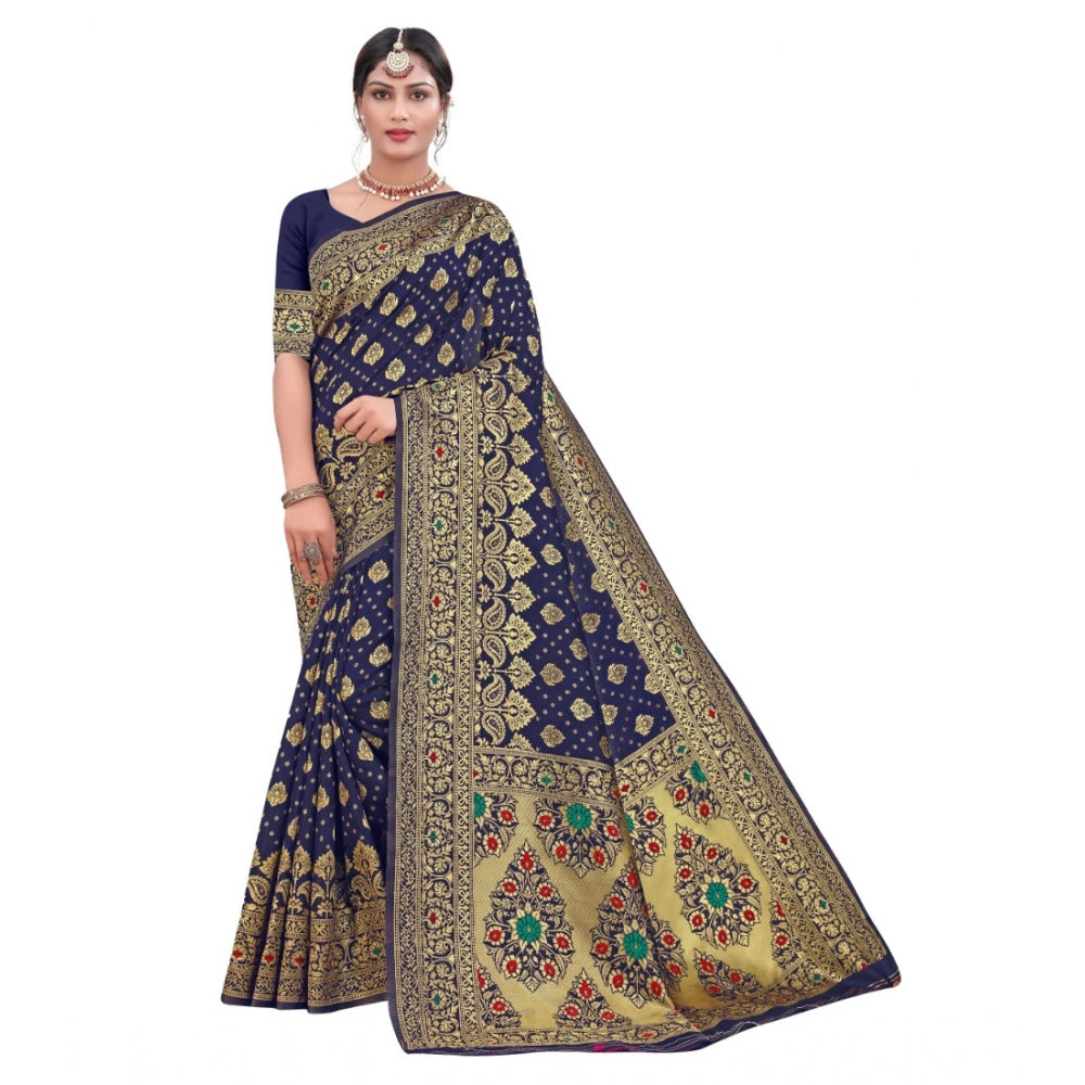 Sensational Banarasi Silk Designer Weaving Saree With Blouse Piece