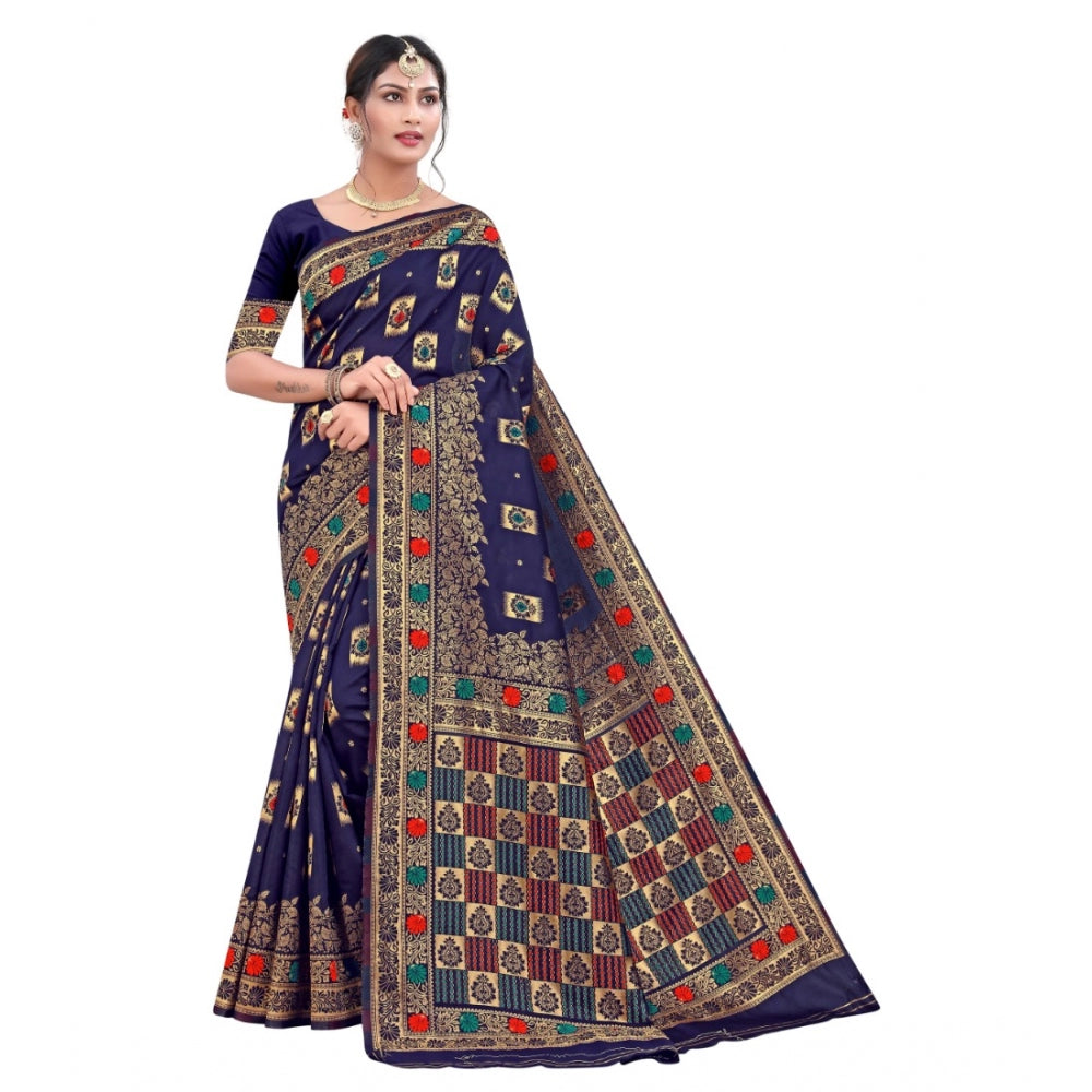 Sensational Banarasi Silk Designer Weaving Saree With Blouse Piece