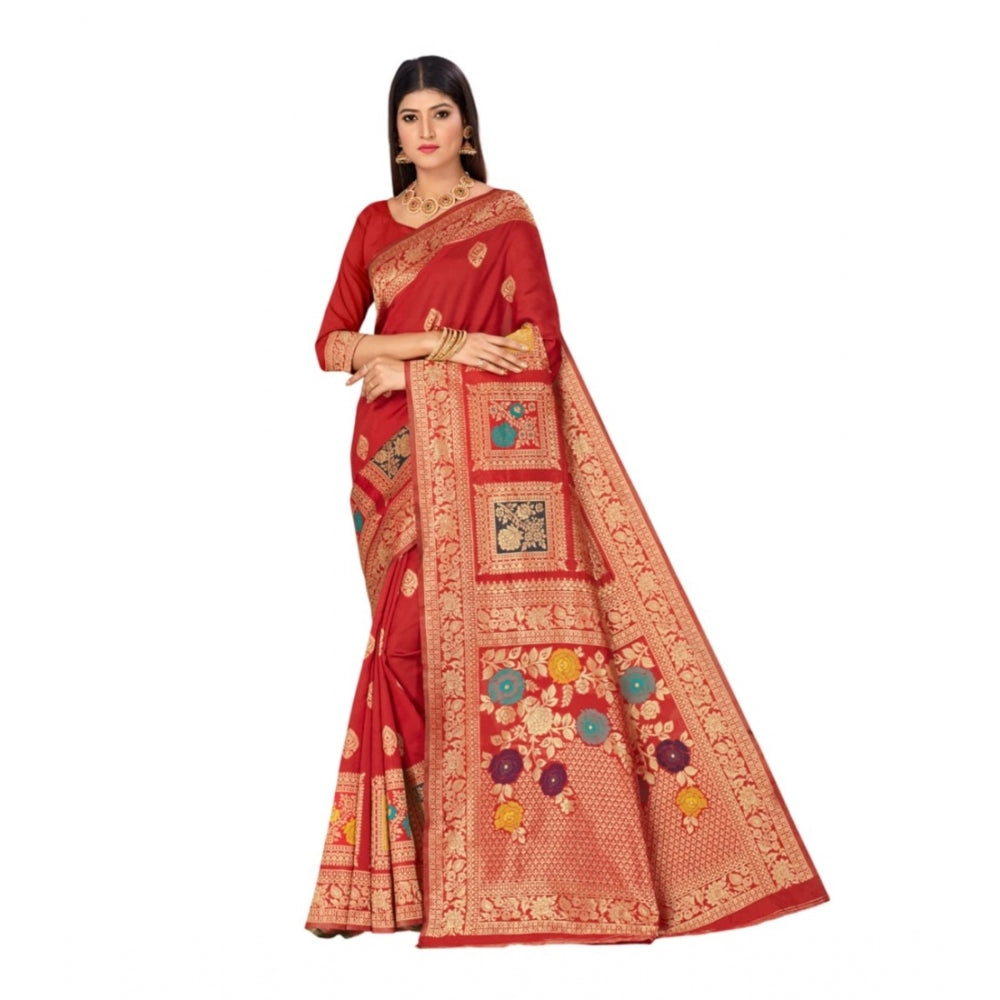 Versatile Banarasi Silk Designer Weaving Saree With Blouse Piece