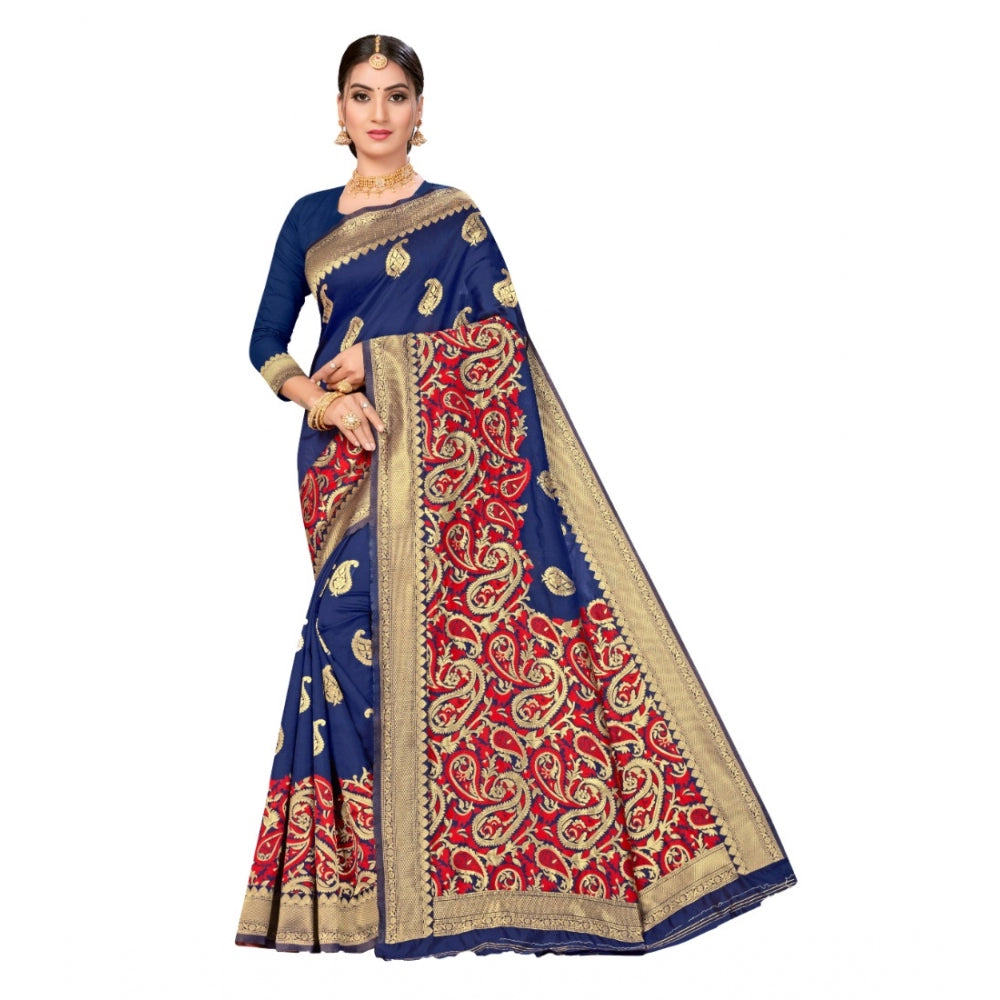 Sensational Banarasi Silk Designer Weaving Saree With Blouse Piece