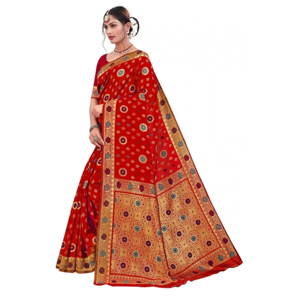 Versatile Banarasi Silk Designer Weaving Saree With Blouse Piece