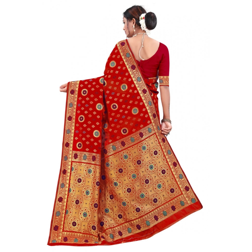 Versatile Banarasi Silk Designer Weaving Saree With Blouse Piece