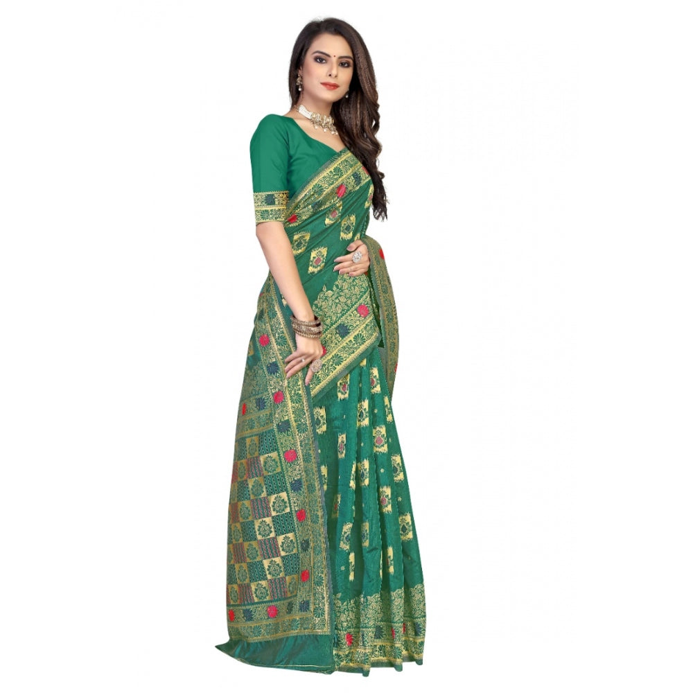 Alluring Banarasi Silk Designer Weaving Saree With Blouse Piece