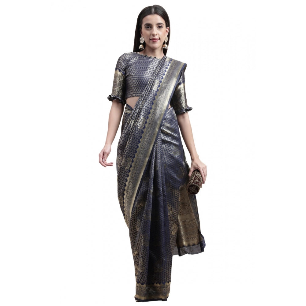 Sensational Banarasi Silk Designer Weaving Saree With Blouse Piece