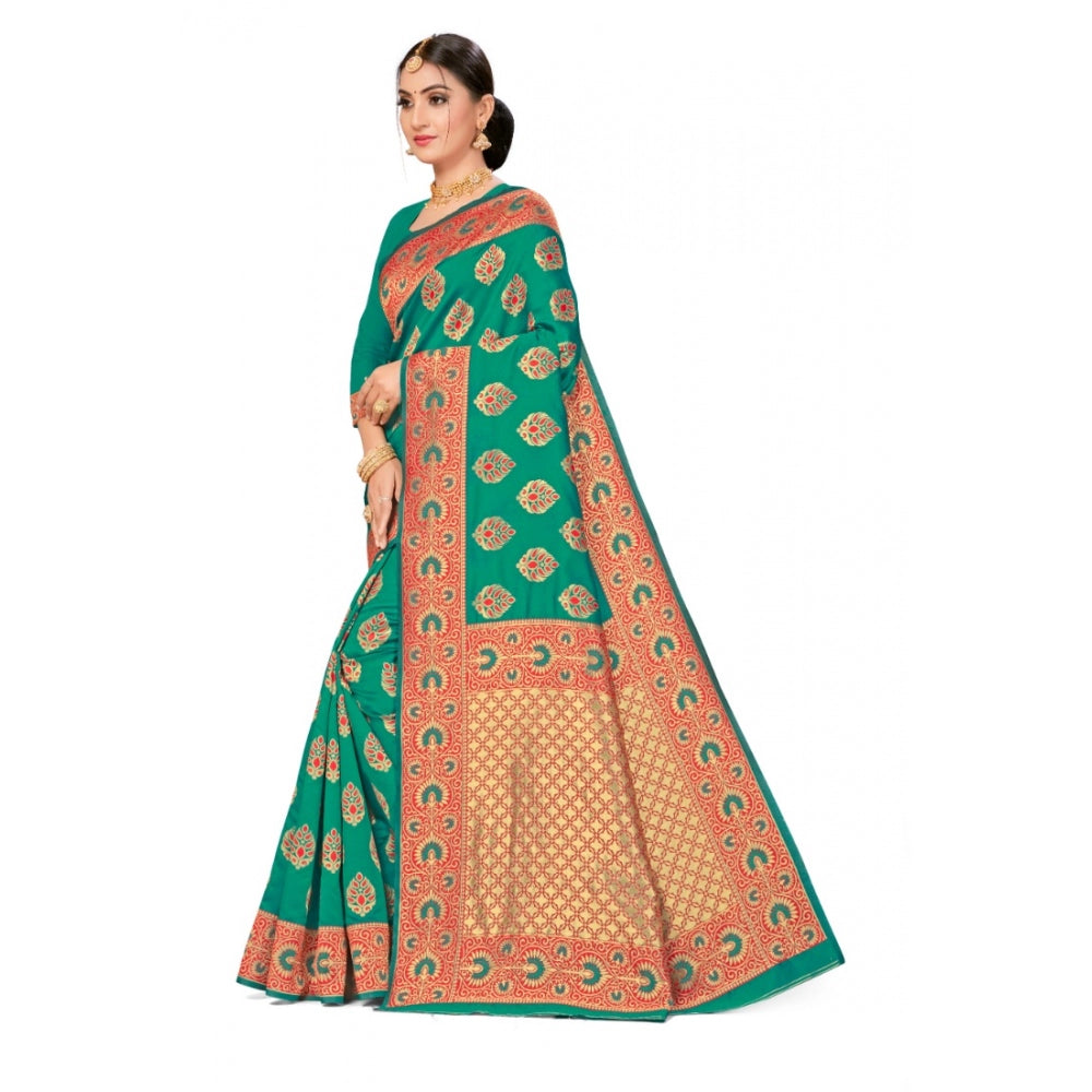 Alluring Banarasi Silk Designer Weaving Saree With Blouse Piece