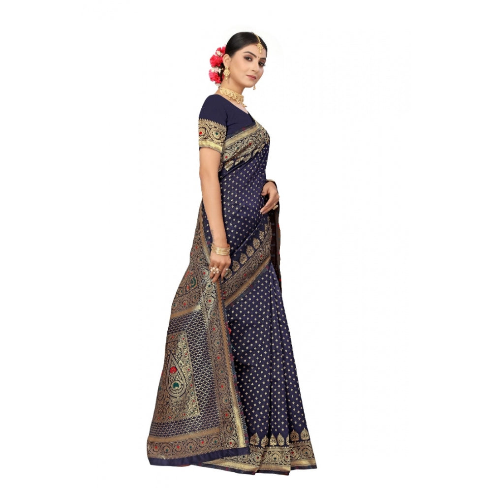 Sensational Banarasi Silk Designer Weaving Saree With Blouse Piece