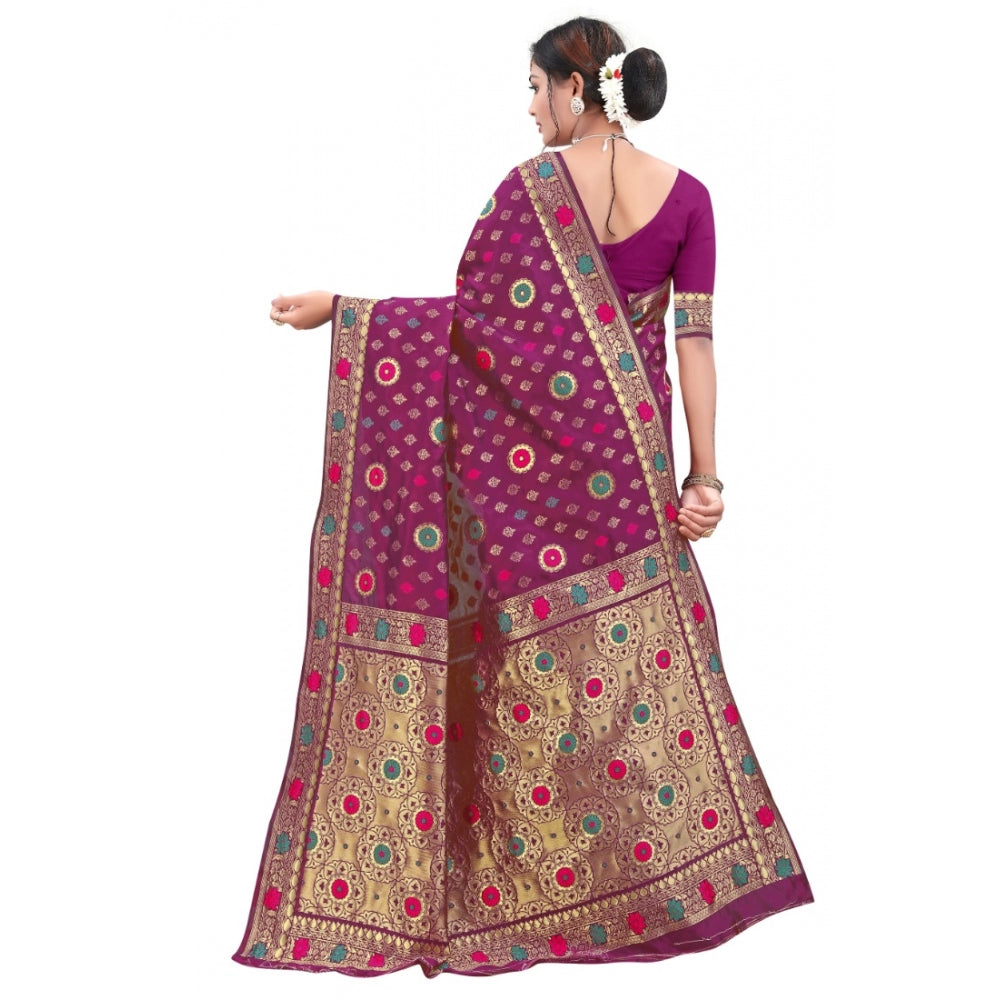 Versatile Banarasi Silk Designer Weaving Saree With Blouse Piece