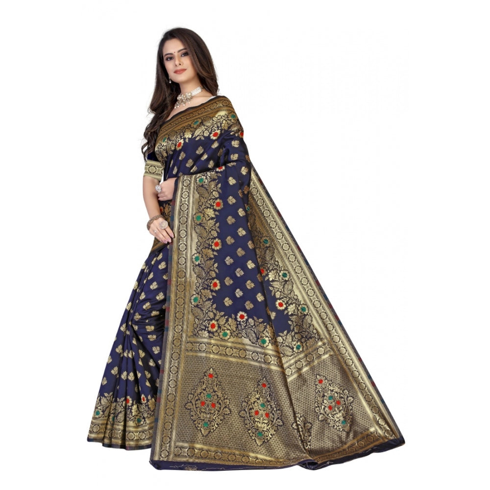 Alluring Banarasi Silk Designer Weaving Saree With Blouse Piece