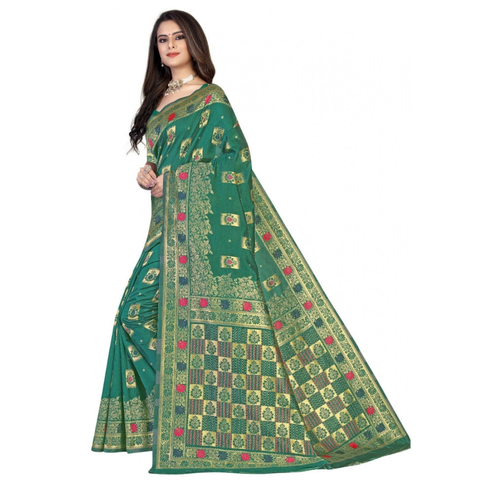 Alluring Banarasi Silk Designer Weaving Saree With Blouse Piece