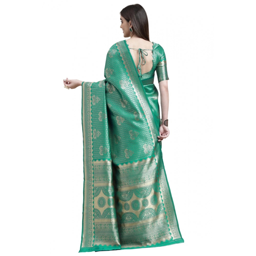 Alluring Banarasi Silk Designer Weaving Saree With Blouse Piece