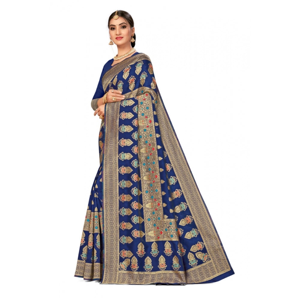 Sensational Banarasi Silk Designer Weaving Saree With Blouse Piece