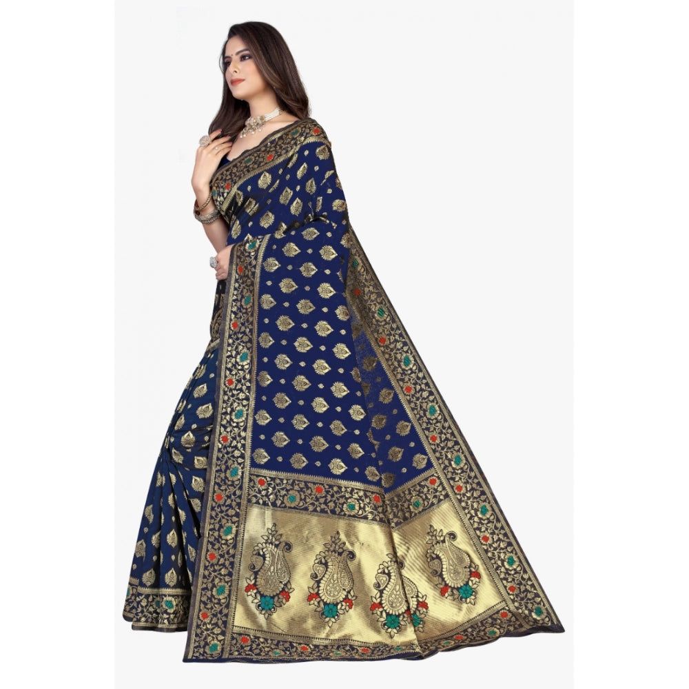 Sensational Banarasi Silk Designer Weaving Saree With Blouse Piece