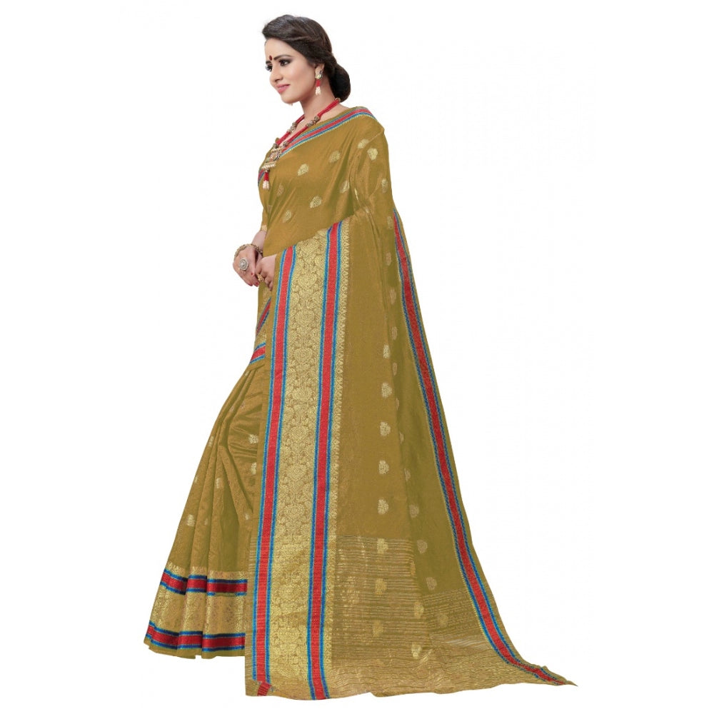 Stylish Cotton Silk Designer Weaving Saree With Blouse Piece