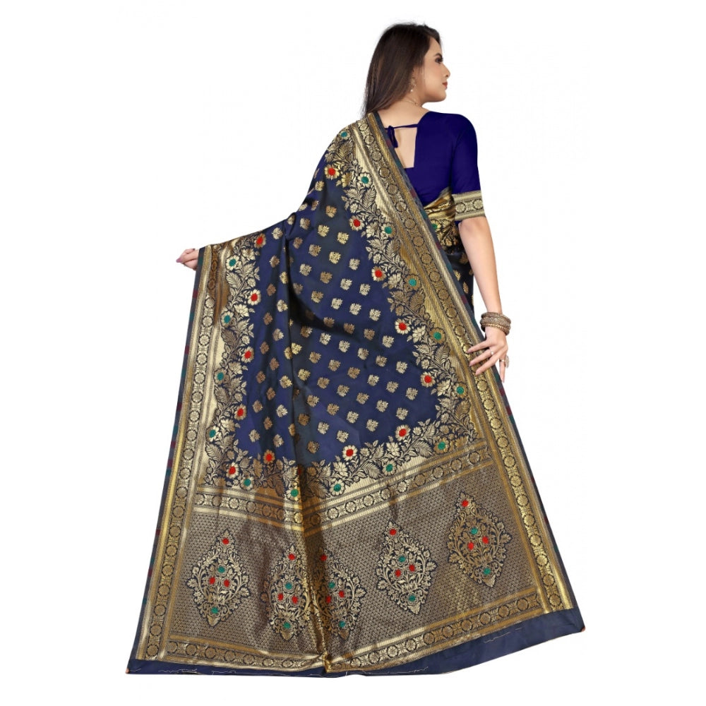 Alluring Banarasi Silk Designer Weaving Saree With Blouse Piece