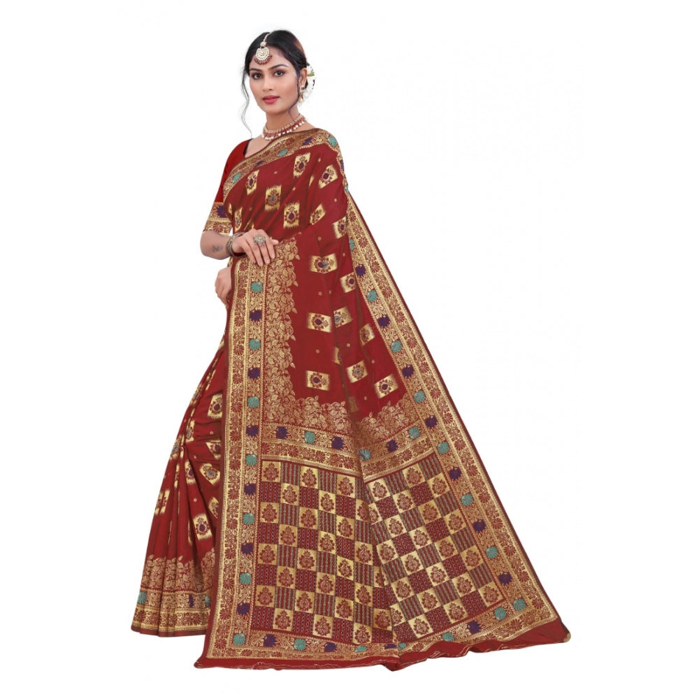 Fashionable Banarasi Silk Designer Weaving Saree With Blouse Piece